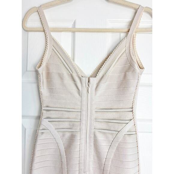 Herve Leger Vivien Beige Bandage Mini Dress - Picture 5 of 7